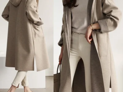 Korean Hooded Wool Coat for Women – Cashmere Open Stitch, Long Sleeve, Loose Fit, Solid Color Windbreaker