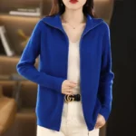 Women's Long Sleeve Knitted Cardigan – Zipper Casual Sweater Jacket