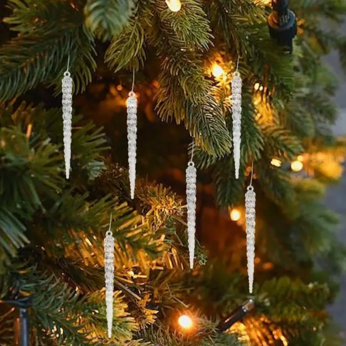 Clear Acrylic Snowflake Ornaments – Ice Pendant Xmas Tree Hanging Decor