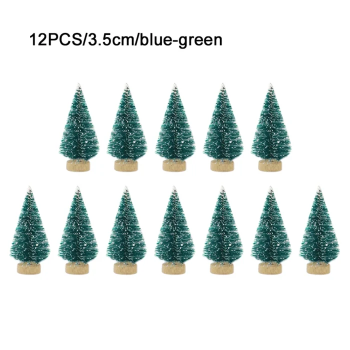 12 Pcs Mini Christmas Tree Sisal Silk Cedar Decoration Small Christmas Tree Gold Silver Blue Green White Mini Tree