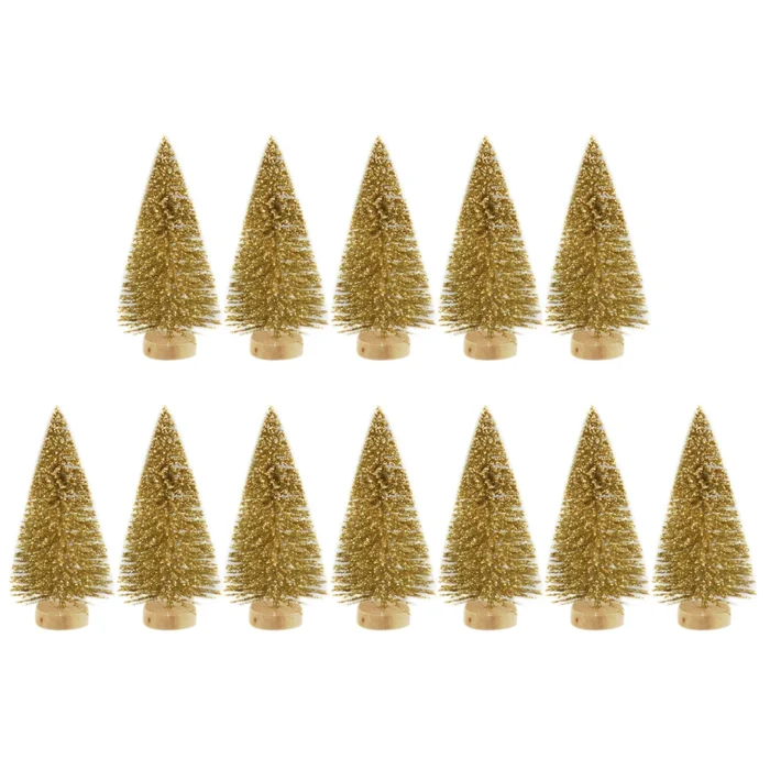 12 Pcs Mini Christmas Tree Sisal Silk Cedar Decoration Small Christmas Tree Gold Silver Blue Green White Mini Tree