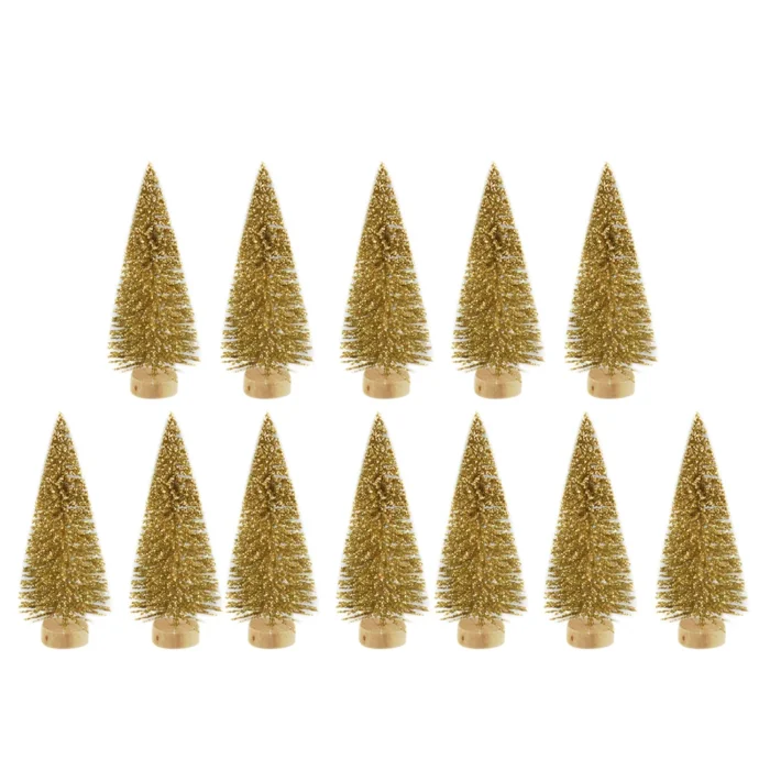 12 Pcs Mini Christmas Tree Sisal Silk Cedar Decoration Small Christmas Tree Gold Silver Blue Green White Mini Tree