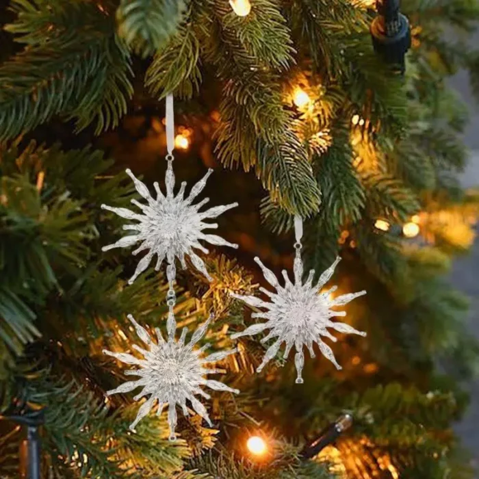 Clear Acrylic Snowflake Ornaments – Ice Pendant Xmas Tree Hanging Decor