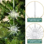 Clear Acrylic Snowflake Ornaments – Ice Pendant Xmas Tree Hanging Decor