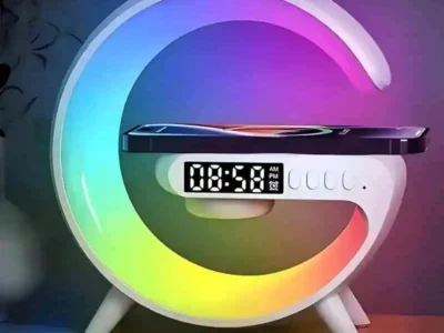 Ultimate G-Shaped Mini Wireless Charger Stand, Fast Charging Speaker with RGB Night Light and Atmosphere Lighting