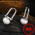 Elegant 925 Sterling Silver Simple Pearl Earrings