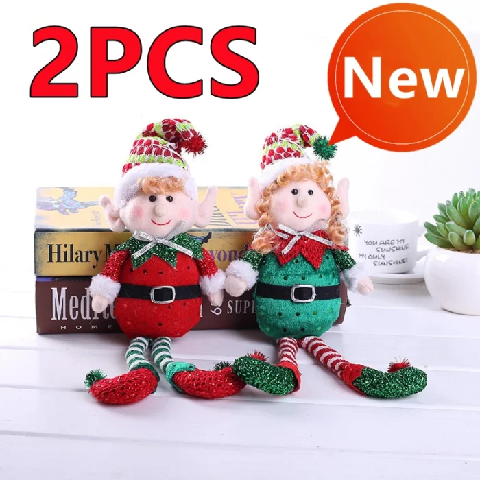 Red & Green Christmas Elf Plush Leg Doll Ornaments – Boys & Girls Toys for New Year, Navidad Home Decor