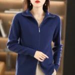 Women's Long Sleeve Knitted Cardigan – Zipper Casual Sweater Jacket