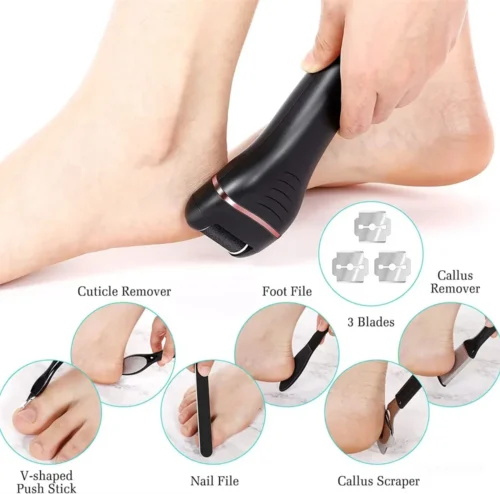 Electric Callus Remover – Professional Rechargeable Foot File with 3 Heads for Cracked Heel & Dead Skin