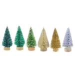 12 Pcs Mini Christmas Tree Sisal Silk Cedar Decoration Small Christmas Tree Gold Silver Blue Green White Mini Tree