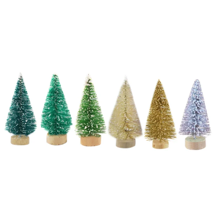 12 Pcs Mini Christmas Tree Sisal Silk Cedar Decoration Small Christmas Tree Gold Silver Blue Green White Mini Tree