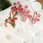 Plush Christmas Candy Cane Ornaments – Lifelike Handmade Branches for DIY Xmas Tree & Garland Decor