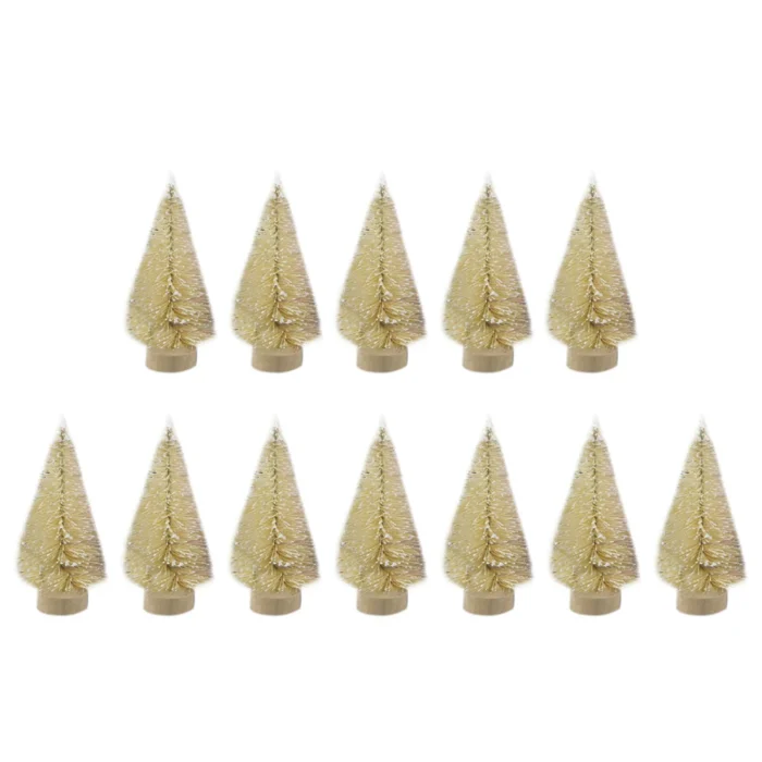 12 Pcs Mini Christmas Tree Sisal Silk Cedar Decoration Small Christmas Tree Gold Silver Blue Green White Mini Tree