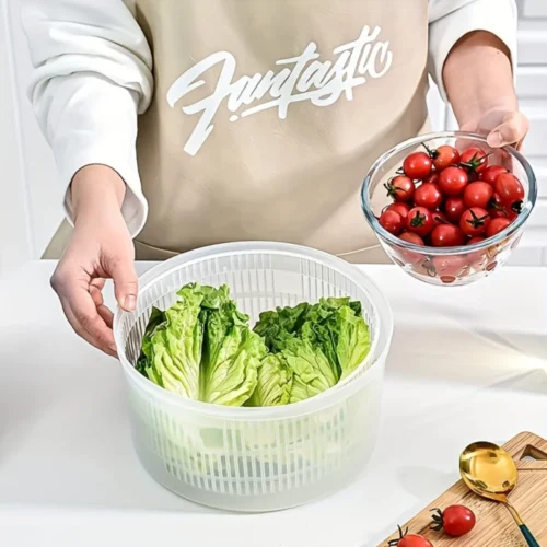 Efficient Large Capacity Salad Spinner Dehydrator – Manual Fruit & Vegetable Dryer