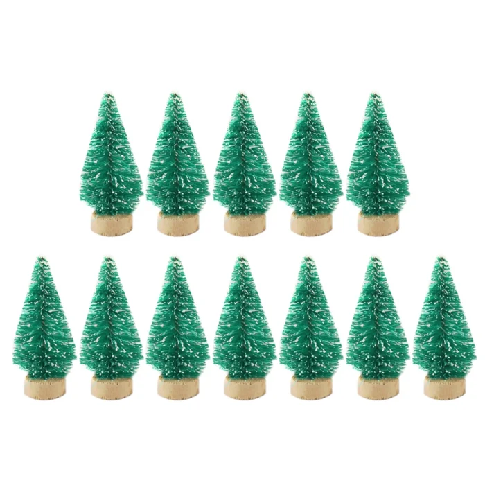 12 Pcs Mini Christmas Tree Sisal Silk Cedar Decoration Small Christmas Tree Gold Silver Blue Green White Mini Tree