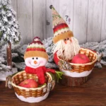 Hand-Woven Christmas Candy Basket – Christmas Bamboo Basket for Xmas & New Year Decor