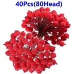 40/20Pcs Artificial Holly Berries Mini Cherry Stamen Berry Frosted Double Head Fake Berries For Christmas