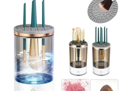 Electric Makeup Brush Cleaner – 3-in-1 Automatic Portable Cleanser with Pad