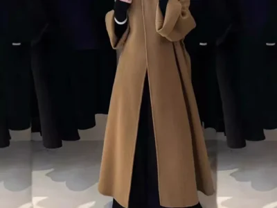 High-End Double-Sided Wool Coat for Women – Round Neck, Long Sleeve, Loose Winter Fashion
