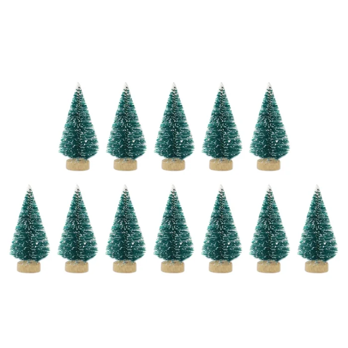 12 Pcs Mini Christmas Tree Sisal Silk Cedar Decoration Small Christmas Tree Gold Silver Blue Green White Mini Tree