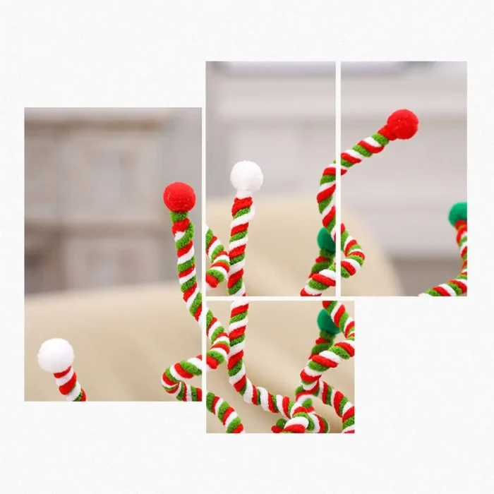 2pcs Red Green White Plush Candy Cane – Lifelike Artificial Branches for DIY Christmas Decor