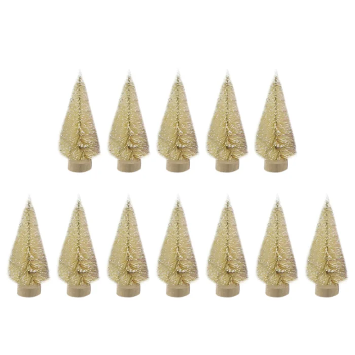 12 Pcs Mini Christmas Tree Sisal Silk Cedar Decoration Small Christmas Tree Gold Silver Blue Green White Mini Tree