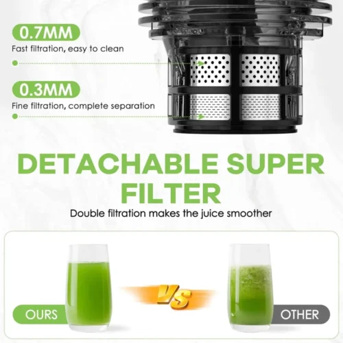 Efficient 350W Slow Cold Press Juicer – Extra-Large 6.5'' Chute for Whole Fruits