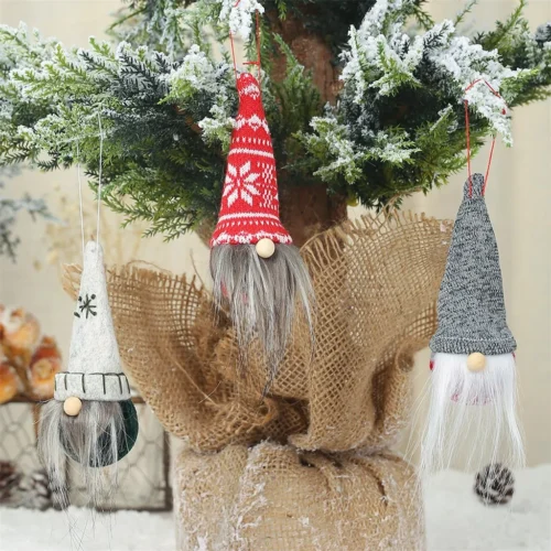 Xmas Plush Santa Claus Doll Ornament – Gnome Tree Pendant for Home, Navidad New Year Gift