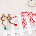 2pcs Red Green White Plush Candy Cane – Lifelike Artificial Branches for DIY Christmas Decor