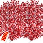 Artificial Holly Berry Picks with Snowflake Glitter – Christmas Tree, Wreath, Craft & Wedding Decor