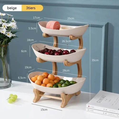 Stylish 3-Tier Plate Holder Set – Partitioned Fruit Bowl, Candy & Cake Trays