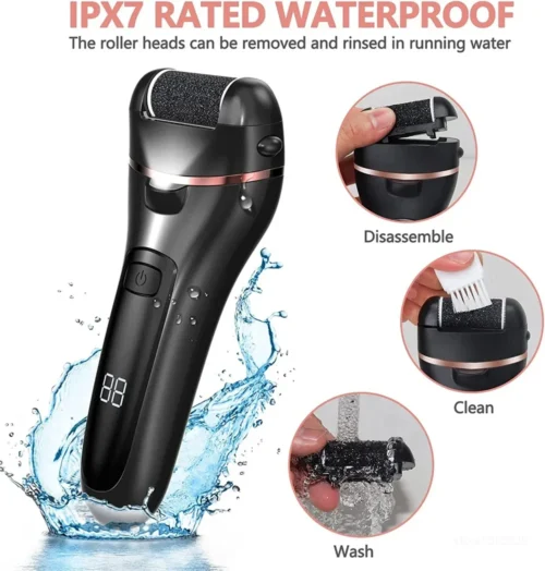 Electric Callus Remover – Professional Rechargeable Foot File with 3 Heads for Cracked Heel & Dead Skin