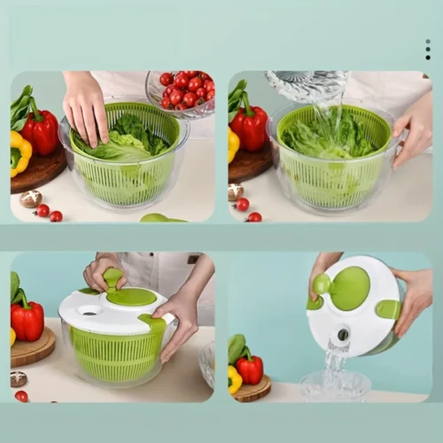 Efficient Large Capacity Salad Spinner Dehydrator – Manual Fruit & Vegetable Dryer