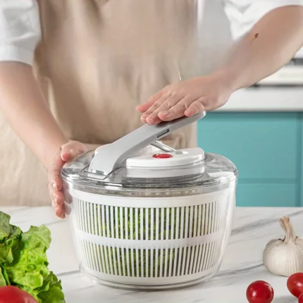 Large Capacity Salad Spinner Dehydrator – Manual Fruit & Vegetable Dryer with Easy Water Draining