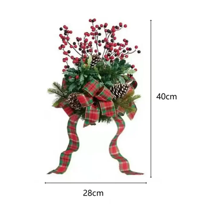 Lightweight PVC Pine Cone Wreath Christmas Tree Topper Short Eye Catching Artificial Tree Top Decoration