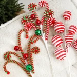 Plush Christmas Candy Cane Ornaments – Lifelike Handmade Branches for DIY Xmas Tree & Garland Decor