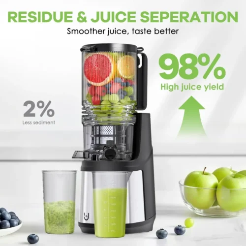 Efficient 350W Slow Cold Press Juicer – Extra-Large 6.5'' Chute for Whole Fruits