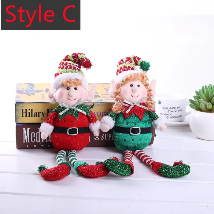 Red & Green Christmas Elf Plush Leg Doll Ornaments – Boys & Girls Toys for New Year, Navidad Home Decor