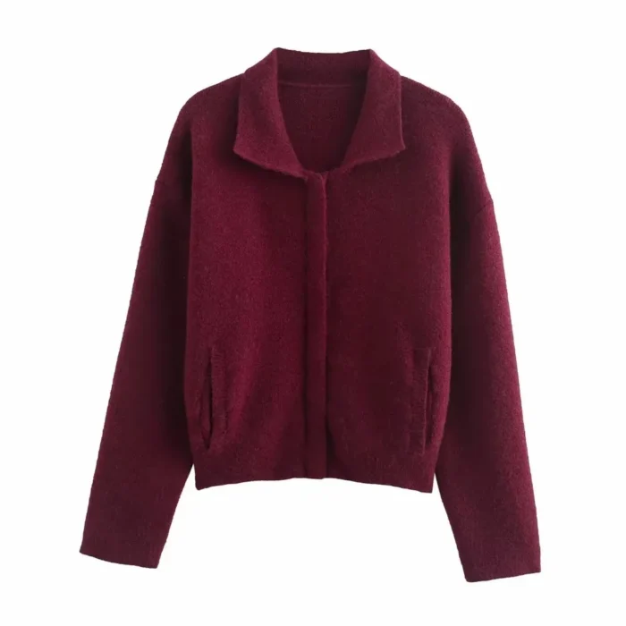 Basic Knitted Cardigans for Women – Zipper Long Sleeve Chic Sweater Coat