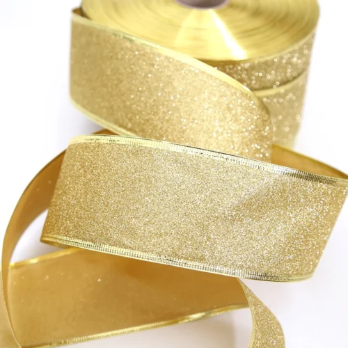 200cm Glitter Decorative Ribbons – Red, Silver, Gold Wired Ribbon for Christmas Crafts & Bows