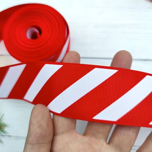 10 Yards Diagonal Striped Thread Ribbon – Carnival Gift Box Ribbon for Christmas & Holiday Decor