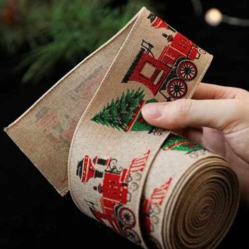 2/4/6M Linen Christmas Ribbon Wrapping Gift Christmas Tree Ribbon DIY Wreath Bows Snowman Burlap Rope 2025 Navidad Decoration