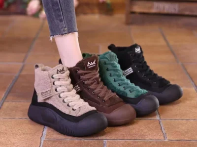 Women's Cute Big Head Retro Boots – Mid-Top, Breathable, Casual Fashion