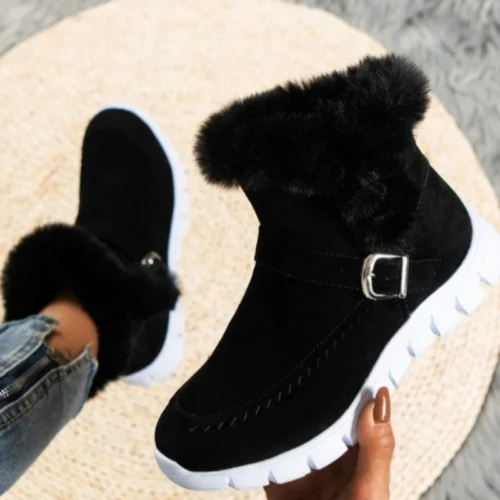 Women's Winter Chelsea Snow Boots – Short Plush, Suede, Fur-Lined, Flat Casual Ankle Boots