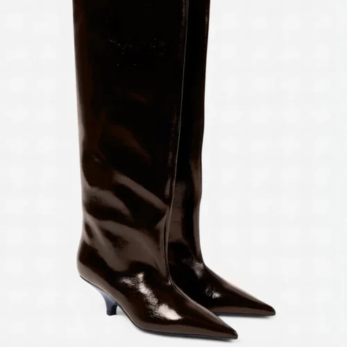 Women's Wide-Leg Knee-High Boots – Pointed Toe, Short Heel, European & American Fashion
