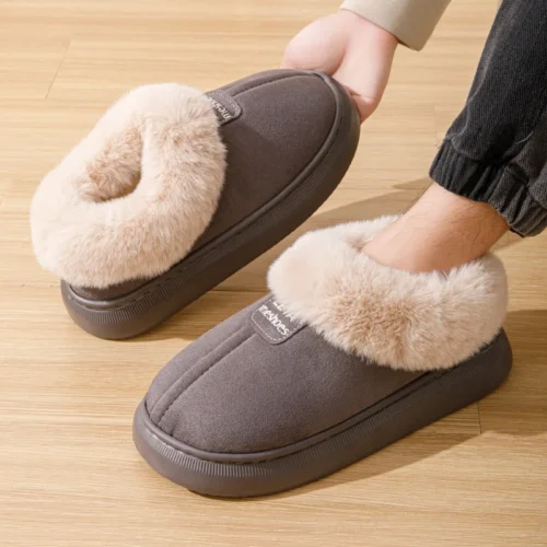 Women’s Fluffy Slippers – Plush Winter House Flats, Warm Platform Ankle Boots, Elegant Designer Footwear