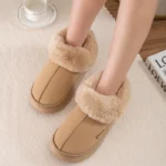 Women’s Thick Plush Snow Boots – Faux Fur Wrap Heel, Cotton-Padded, Anti-Slip Winter Casual Shoes