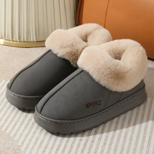 Women’s Pink Faux Fur Snow Boots – Non-Slip Thick Sole, Faux Suede, Short Plush, Cotton-Padded Winter Shoes