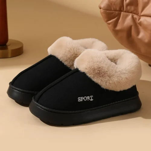 Women’s Pink Faux Fur Snow Boots – Non-Slip Thick Sole, Faux Suede, Short Plush, Cotton-Padded Winter Shoes