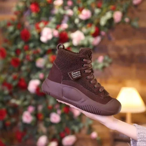 Women's Cute Big Head Retro Boots – Mid-Top, Breathable, Casual Fashion